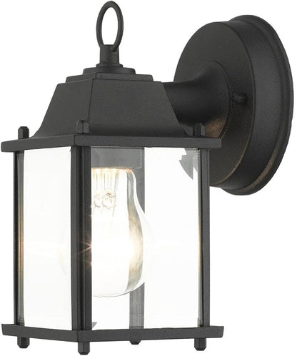 Livex Lighting 7506-14 Frontenac Traditional 1-Light Outdoor Wall Lantern with Clear Beveled Glass Shades, 8" x 4.75" x 8", Black