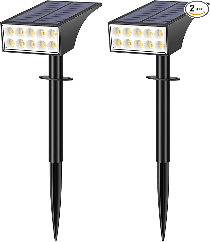 Solar Spot Lights Outdoor Waterproof IP65, Bright LEDs Solar Landscape Lighting for Outside Garden Yard, Solar | Lumora