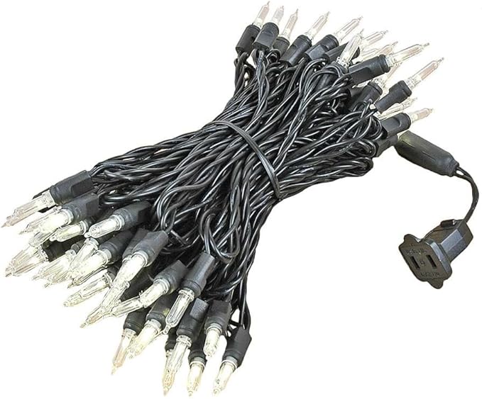 Novelty Lights Vintage Style T5 Warm White LED Christmas Lights, 35 Feet Black Wire String of 70 Mini Bulbs, UL Listed Indoor/Outdoor Tree Lighting