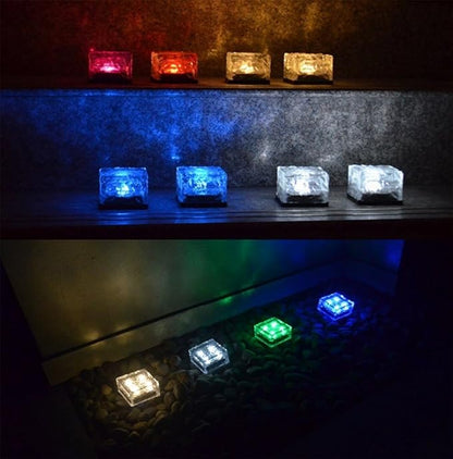 JKLcom Solar Ice Cube Path Lights in-Groud Buried Lights Solar Powered Crystal Brick LED Night Lamp for Garden Courtyard Pathway Patio Pool Pond Outdoor Xmas Decoration(Colorful),2 Pack