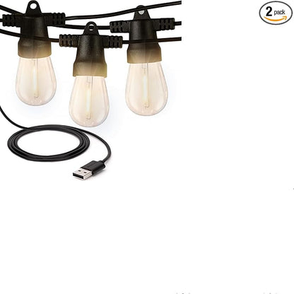 Brightech Bundle Ambience Pro USB Powered String Lights - 24 Ft + 2-Pack 10FT String Light Poles