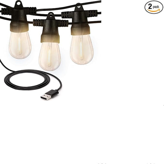 Brightech Bundle Ambience Pro USB Powered String Lights - 24 Ft + 2-Pack 10FT String Light Poles