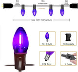 C7 Purple Halloween Lights Outdoor Indoor, 10FT Waterproof LED String Lights with Black Wire for Patio, Window | Lumora