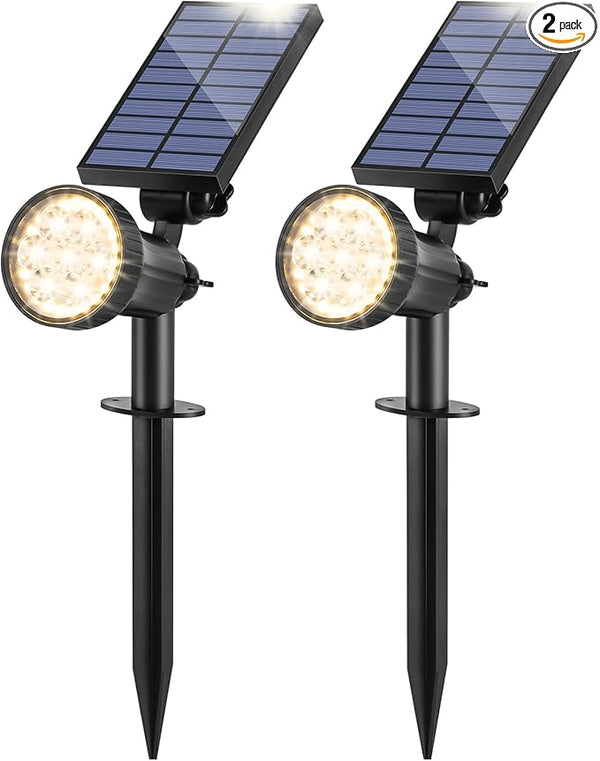 Bosceos 2-Pack Solar Lights Outdoor Waterproof, 30LEDs Solar Spot Pathway Lights with 3 Modes, Garden Light Auto | Lumora
