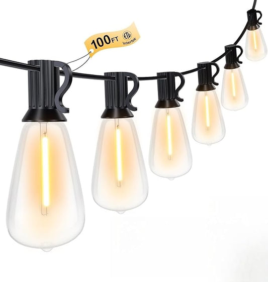 Outdoor String Lights (100FT-Warm White (no Remote))