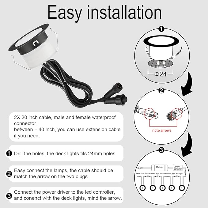 FVTLED Low Voltage Recessed RGBW Deck Light, 50pcs Φ1.22 RGB & Warm White Stainless Steel Waterproof Outdoor Step | Lumora