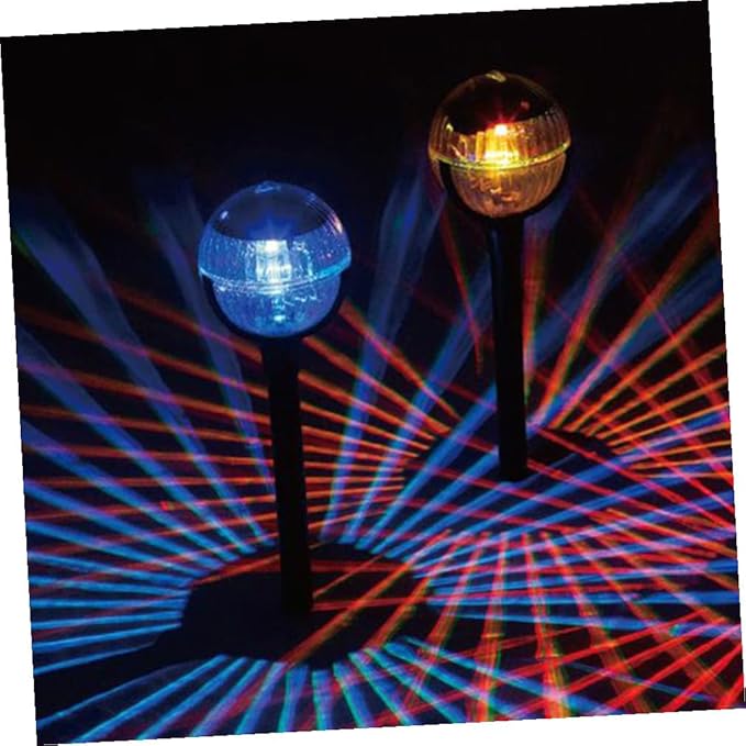 NUOBESTY 2pcs Solar Lawn Lights Outdoor Solar Garden Path Lights with RGB LED Decorative Lighting Durable Landscape Lamps for Patio and Yard Decor