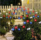 Solar Powered Garden Lights, Red White Blue Firefly Branch Lights, LED Decorative Stake Lights for Outdoor Pathway | Lumora