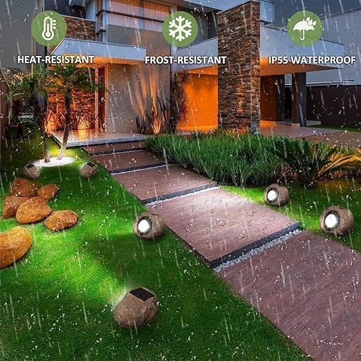 PLBSE Solar Rock Light, Super Bright Solar Spot Garden Light, Rotable Lamp Head, Cool White/Warm White Switchable, Waterproof, Crystal White, Small, Outdoor, Pathway