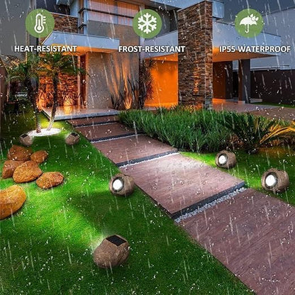 PLBSE Solar Rock Light, Super Bright Solar Spot Garden Light, Rotable Lamp Head, Cool White/Warm White Switchable, Waterproof, Crystal White, Small, Outdoor, Pathway