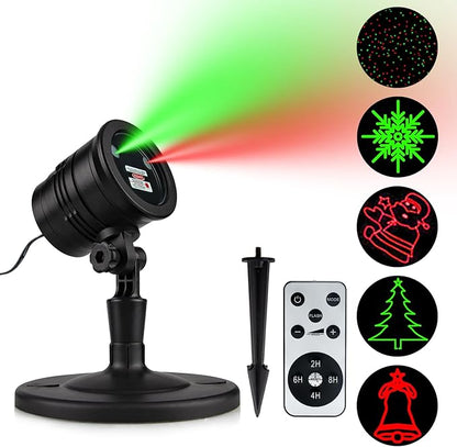Christmas Laser Lights, Projector Lights Landscape Spotlight Red and Green Star Show with Christmas Decorative Patterns for Indoor Outdoor Garden Patio Wall