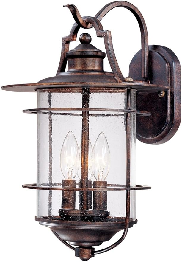 Franklin Iron Works Casa Mirada Rustic Industrial Farmhouse Outdoor Wall Light Fixture Bronze 3-Light 16 1/4" Clear | Lumora
