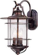Franklin Iron Works Casa Mirada Rustic Industrial Farmhouse Outdoor Wall Light Fixture Bronze 3-Light 16 1/4" Clear | Lumora
