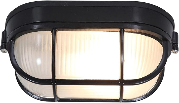 Nauticus - Wet Location Bulkhead - Black Finish - Frosted Glass Shade