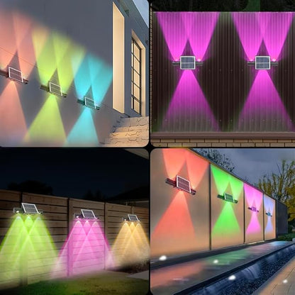 Solar Fence Lights Outdoor 8-Pack, 3000/4000/6000K & 8 RGB Colors, IP65 Waterproof LED Fence Lights Solar Powered, 100 Lumens Outdoor Light for Yard, Patio, Deck, Wall, Stair, Step, Railing (2PK-WR)