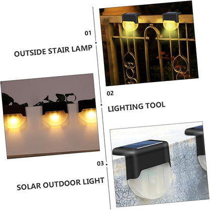 Lurrose 4pcs Solar Stair Lights Outdoor Led Step Lamps Solar Garden Path Lights Weatherproof Energy-Saving No Wiring Easy Install