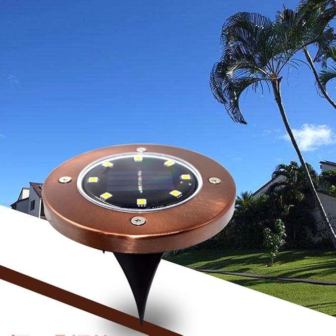 Solar Floor Lamp Ip65 Waterproof Outdoor Led Disc Light, Used in Garden Non-Slip Landscape Path, Used in Terrace Lawn Hospital, Wear-Resistant Deck Lights, Sidewalk Decoration Bronze,White Light