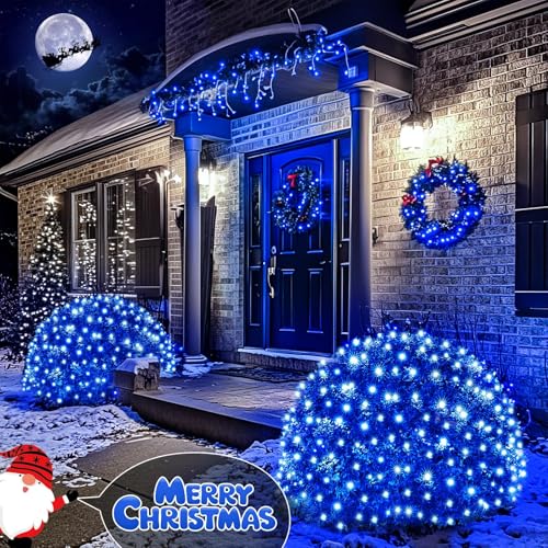 JMEXSUSS Blue Christmas Net Lights, 360 LED, 12ft x 5ft, Plug in