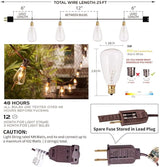 SUNSGNE 25FT Outdoor Edison Bulb String Lights with 27 Clear Edison Bulbs, ST35 Vintage String Lights for Patio | Lumora