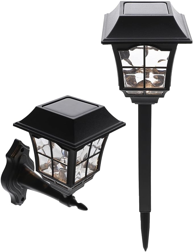 2pcs Solar Wall Lights Outdoor Waterproof Solar LED Yard Lamps Warm White Garden Path Lights for Patio Lawn Landscape Lighting