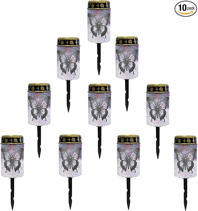 Black Butterfly Solar Pathway Lights Outdoor Waterproof Garden Lights Pretty Solar Stake Lights Galaxy Space Flameless Walkway Lights LED Solar Powered Fairy Lights for Outside