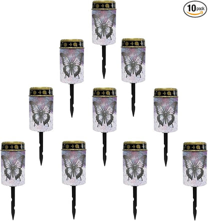 Black Butterfly Solar Pathway Lights Outdoor Waterproof Garden Lights Pretty Solar Stake Lights Galaxy Space Flameless Walkway Lights LED Solar Powered Fairy Lights for Outside