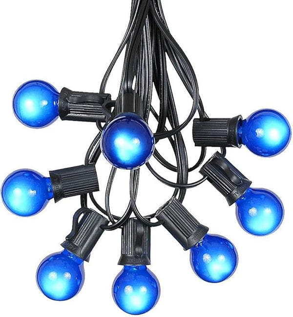 100 Foot G30 Outdoor Patio String Lights with 125 Blue Globe Bulbs – Indoor Outdoor String Lights – Market Bistro | Lumora