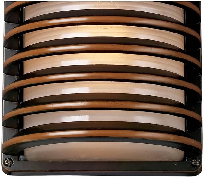 John Timberland Bronze Grid Modern Industrial Outdoor Wall Light Fixture 10" Frosted Glass Shade for Exterior Barn | Lumora