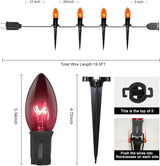 Halloween Pathway Lights Outdoor,19.5Ft C9 Halloween Stake Lights with 10 Clear Orange Black C9 Bulbs, Connectable | Lumora