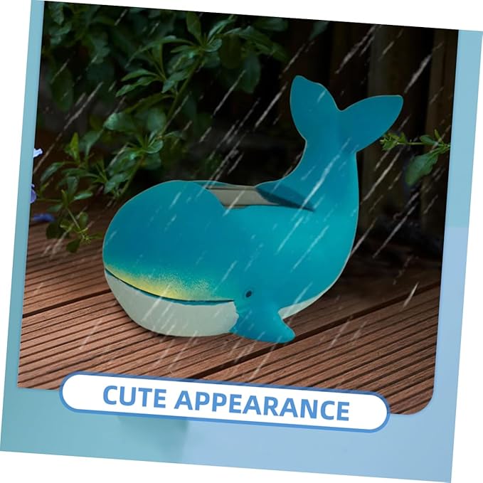 MERRYHAPY Solar Whale Decor Led Light Resin Garden Lamp with Polycrystalline Solar Panel for Outdoor Lawn and Patio Decor Adorable Night Light
