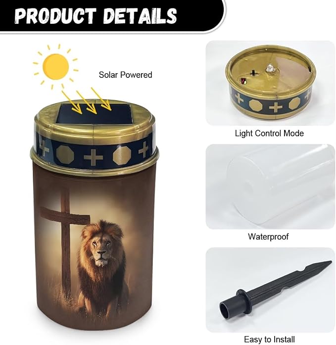 Lion Solar Lights for Outside Solar Lights Grave Decorations for Cemetery Water Proof Outdoor Lighting Home Decoration Gifts