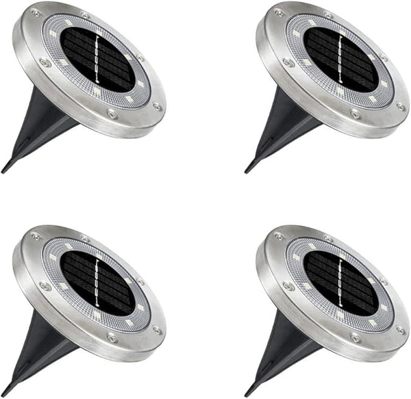 SagaSave 4 Pcs Solar Light with 8 LED Light Beads Outdoor Waterproof Garden Light Pathway Disk Bright in Ground | Lumora