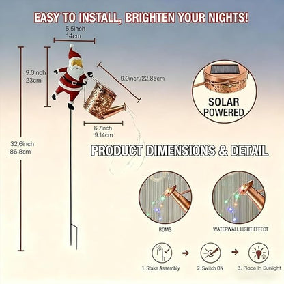 2026 New Christmas Solar Kettle Lights Garden Lawn Decorative Lights Santa Kettle Ground Lamp Solar Led Night, Outdoor Christmas Decor for Pathway Yard Patio (Warm Light)