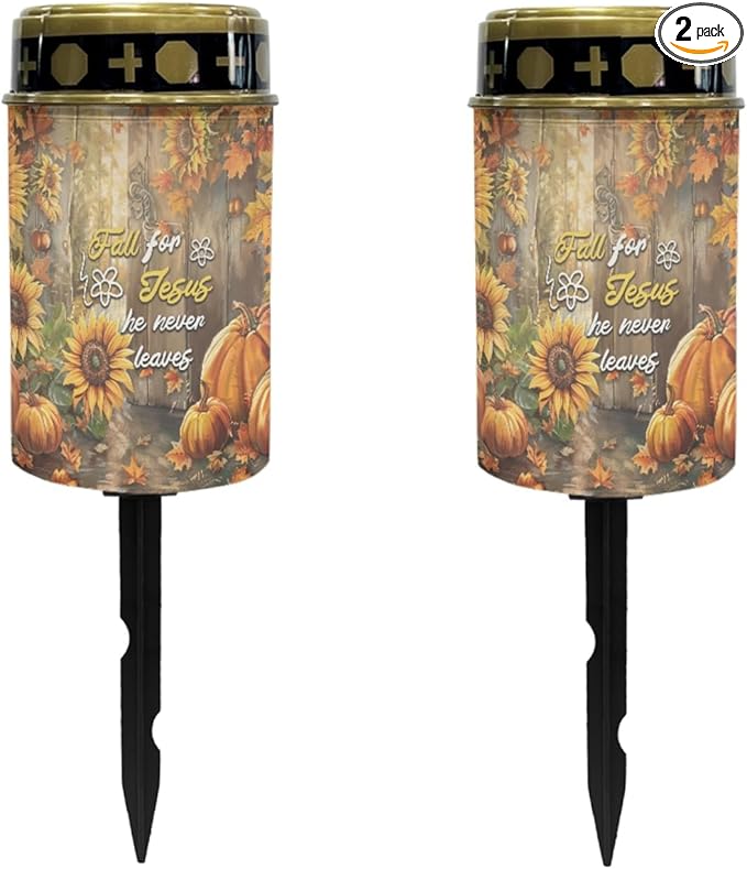 Autumn Fall for Jesus Cemetery Lights for Grave,Solar Pathway Lights Outdoor Solar Garden Light Solar Powered Lantern Landscape Lighting Yard Patio Driveway Light Solar Outdoor