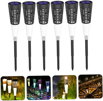 BESPORTBLE 6pcs Solar Garden Stake Lights Warm and Colorful Outdoor Waterproof Yard Pathway Lighting Decorative Lawn Walkway Solar Powered Landscape Lamps for Patio and Courtyard