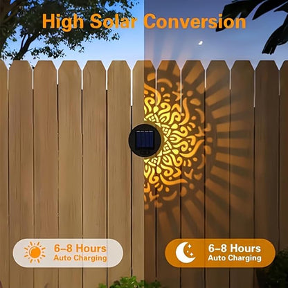 2026 New Decorative Solar Mandala Lights Outdoor Garden - Metal Waterproof Pathway Lights Solar Powered, Shadow Projection Landscape Lighting for Backyard, Patio, Walkway, Lawn, Porch Decor (3pcs)