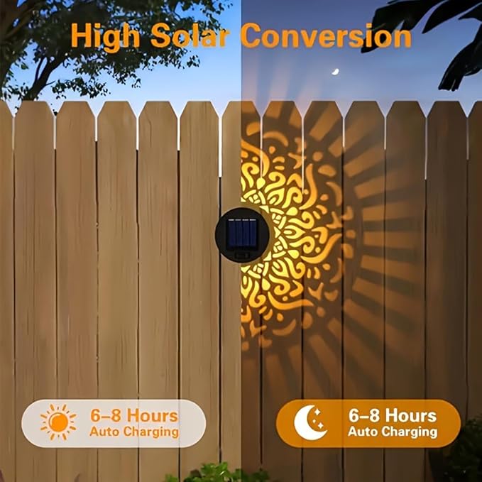 2026 New Decorative Solar Mandala Lights Outdoor Garden - Metal Waterproof Pathway Lights Solar Powered, Shadow Projection Landscape Lighting for Backyard, Patio, Walkway, Lawn, Porch Decor (1pc)