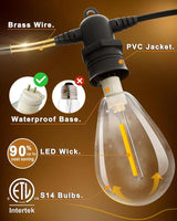 100FT LED Outdoor String Lights with 30 Edison Shatterproof IP65 Waterproof Bulbs, 2700K Dimmable Commercial Grade | Lumora