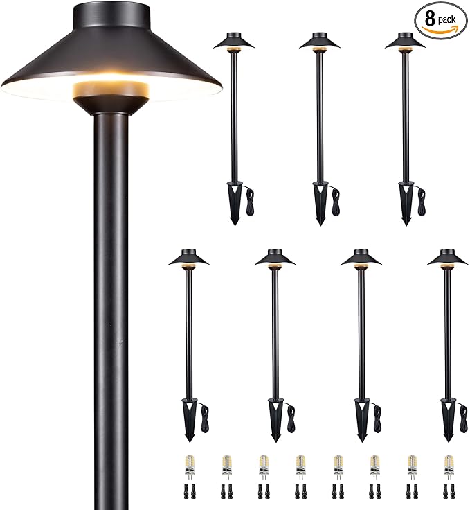 Gardenreet Brass Low Voltage Path Lights - 12V LED Landscaping Pathway Light IP65 Waterproof, Wired Walkway | Lumora