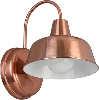 Design House Mason Farmhouse Gooseneck Barn Light, Outdoor Exterior Porch or Patio Wall Light Fixture, Copper Paint, 8 Inch Diameter, 1-Pack, 588434