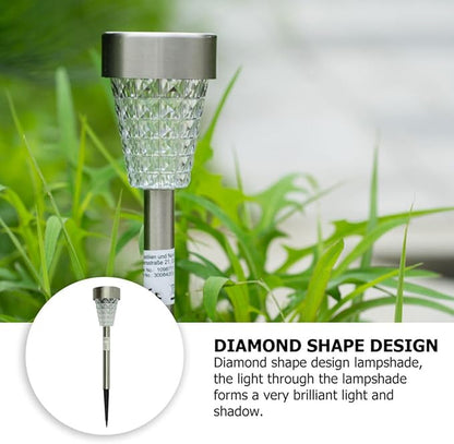 YARNOW Solar Diamond Shape Outdoor Garden Path Light, Waterproof Stainless Steel LED Solar Yard Lamp with Ground Stake, Landscape Lighting for Patio and Lawn