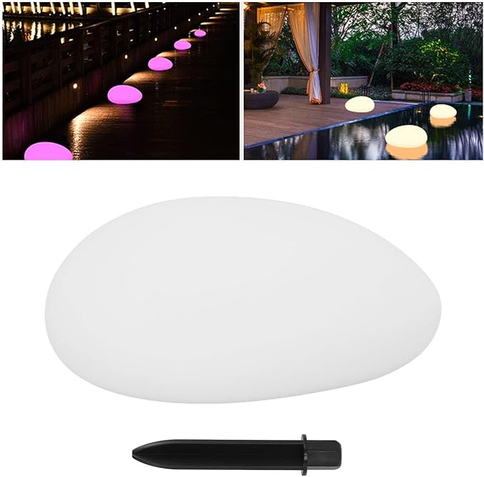 Solar Garden Light, Solar Pathway Lights Color Changing Outdoor Waterproof PE 1500mAh Colorful Light Stone Landscape Lamp for Pathway Lawn