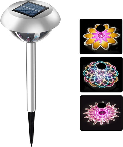 LAVAED Solar Light Outdoor Waterproof,Solar Powered Garden Lights Stainless Steel LED Outside Walkway Lamp DIY Projection Pathway Lighting for Yard Backyard Lawn Landsacpe Decorative Gifts(1Pack)