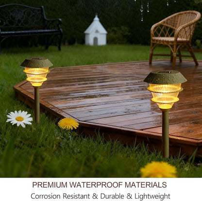 Bright Zeal 2-Pack 16.5" LED Solar Stake Lights Outdoor Waterproof - Warm White Pathway Garden Lights Outdoor Yard Decorations- Landscape Lamps for Sidewalk Driveway Decor