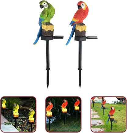 Uonlytech 2pcs Solar Light Backyard for Lamp Stake Lawn Resin Decor Decorative with Landscape Lights Pathway Patio Decorations Decoration Outdoor Parrot Animal Garden Led Ornament