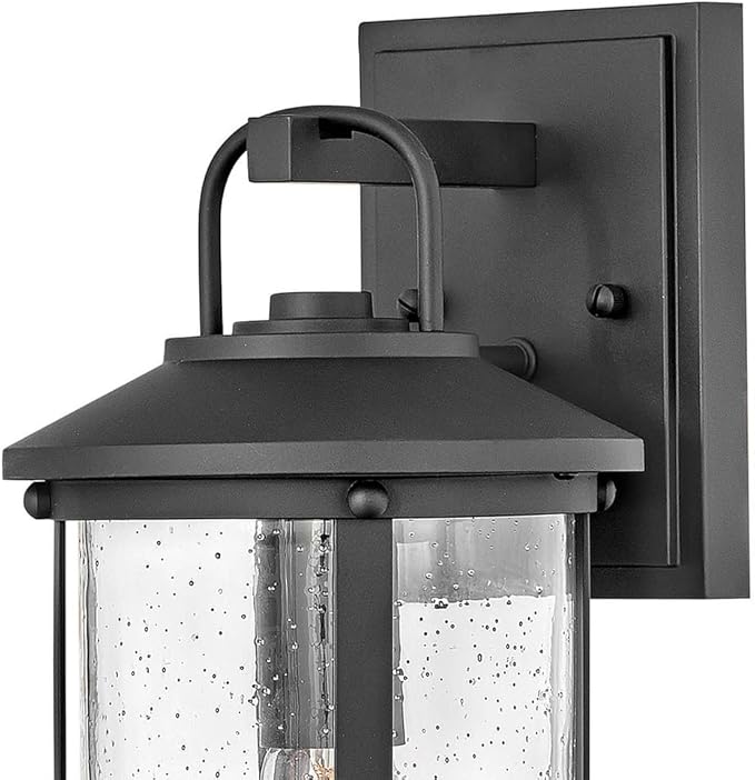 Hinkley Lakehouse 2680BK Small Outdoor Wall Lantern - Coastal Style, Nautical Touches, Clear Seedy Glass - Black