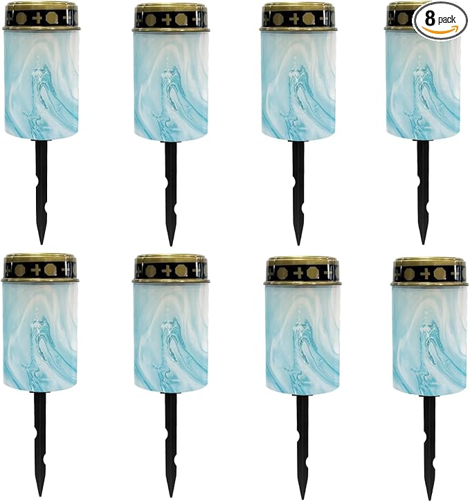 Blue Marble Solar Stake Lights Outdoor Garden Lights Pathway Lights Waterproof Landscape Lighting for Yard Patio Driveway Walkway Pretty Spotlights,Warm White