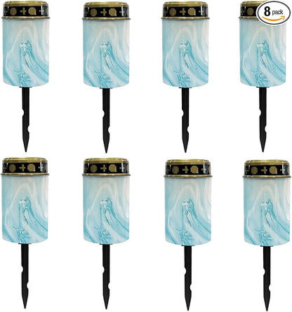 Blue Marble Solar Stake Lights Outdoor Garden Lights Pathway Lights Waterproof Landscape Lighting for Yard Patio Driveway Walkway Pretty Spotlights,Warm White