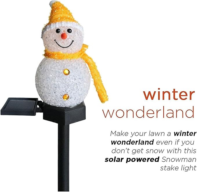 Solar Garden Lights Snowman Solar Christmas Light,Waterproof Snowman Shape Outdoor Solar Garden Stake Light,Decorative Solar Pathway Light LED Snowman Light for Patio Yard (Color : Orange)