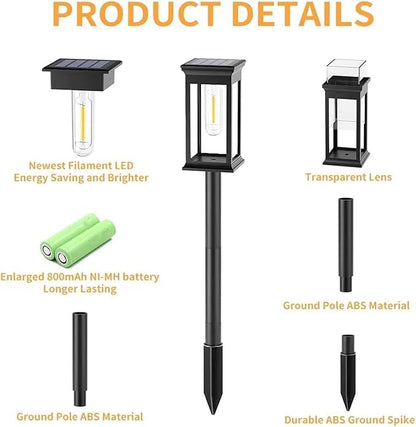 2PCS Solar Pathway Lights Outdoor, Waterproof ABS Solar 21.65in Warm Light - Auto On Off, Easy Installation, Ideal for Yard Lawn Patio Walkway Decoration